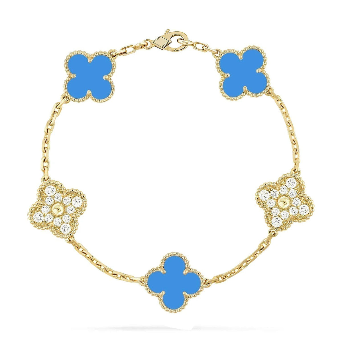 [Twinkle jewelry]New CLOVER 5 MOTIF BLUE AGATE BRACELET COLLECTION