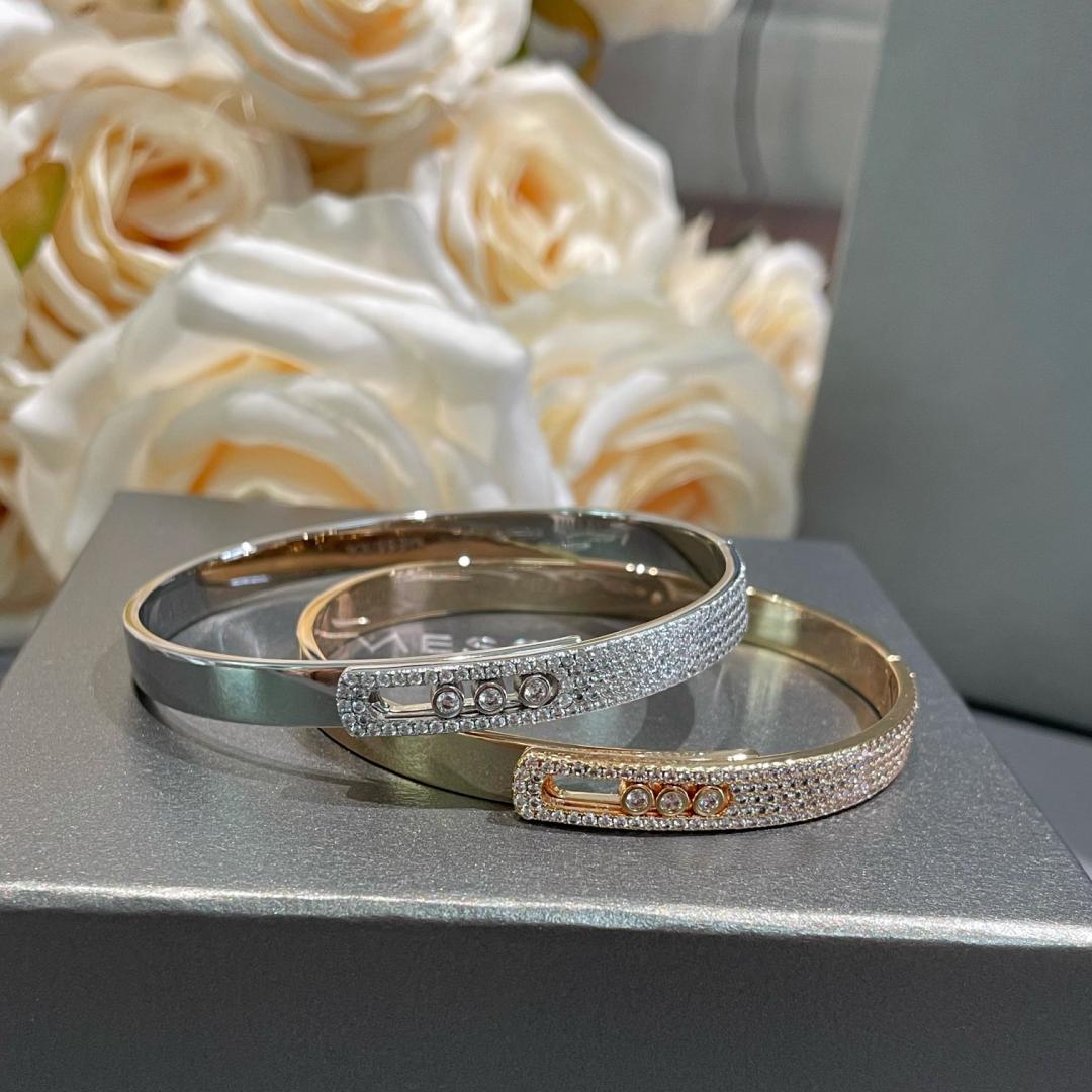[Twinkle jewelrys]Move Noa Rose Gold Pavé Diamond Bangle Bracelet