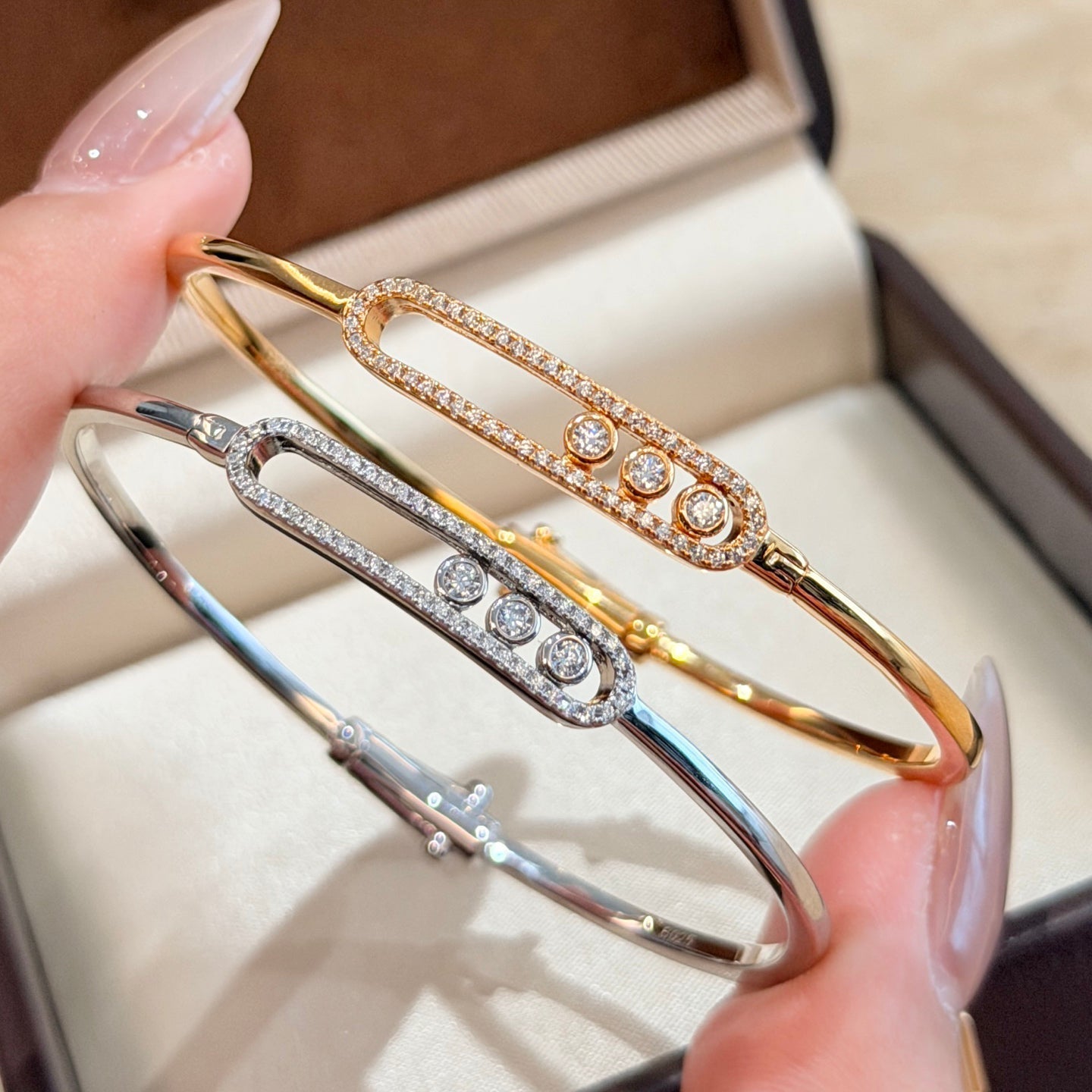 [Twinkle jewelrys]Move Pavé Diamond Bangle Bracelet M