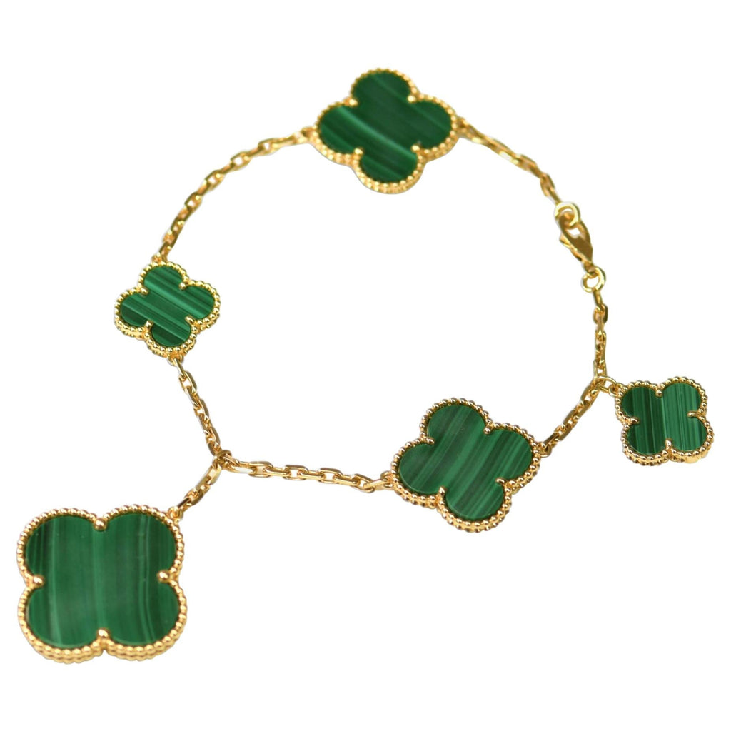 ¡®Twinkle jewelry¡¯MAGIC CLOVER MALACHITE GOLD BRACELET 5 MOTIFS