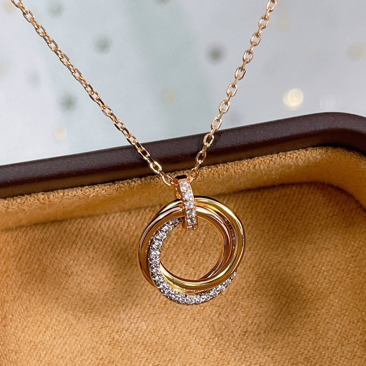 ¡®Twinkle jewelry¡¯TRINITY NECKLACE SILVER GOLD PINK GOLD DIAMONDS