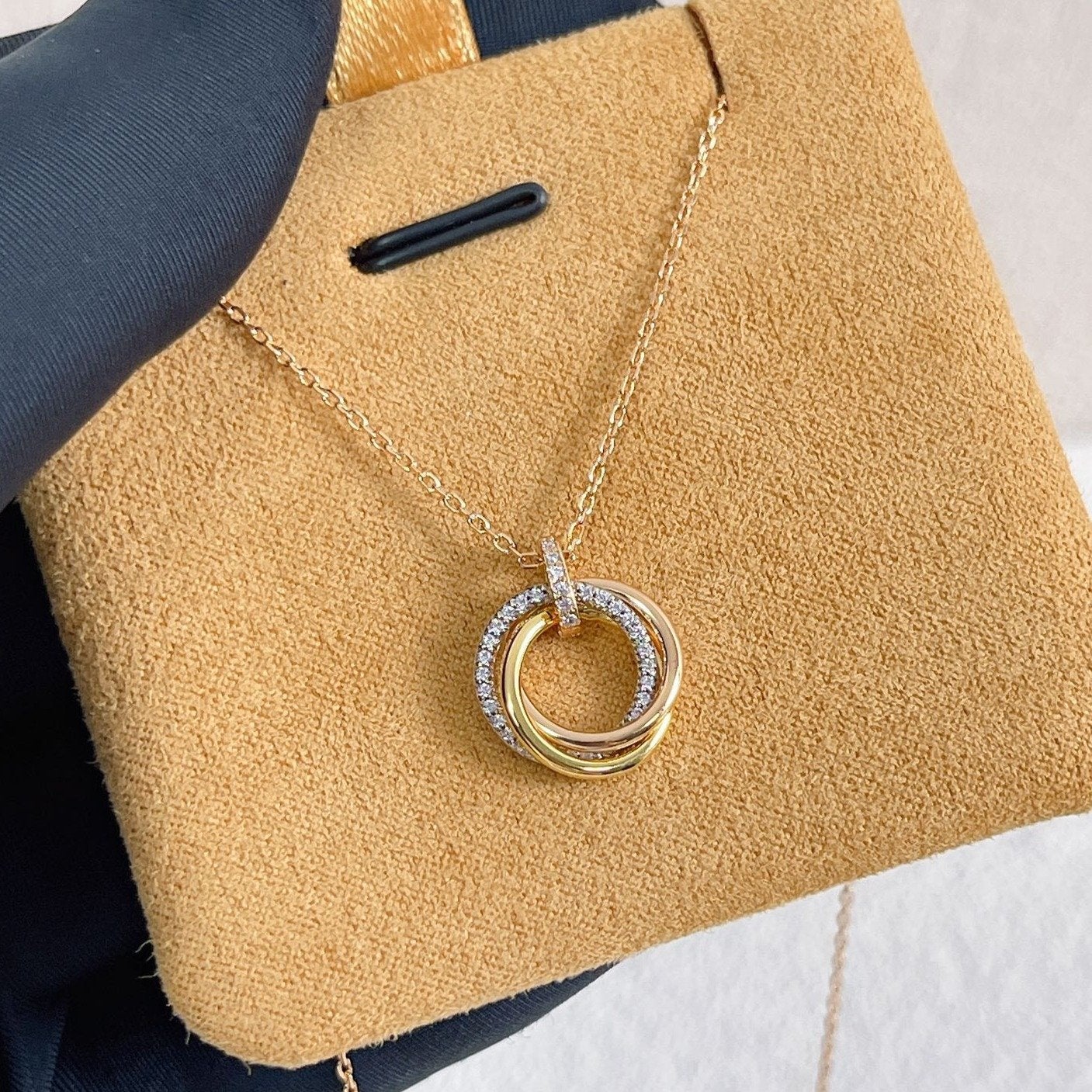 ¡®Twinkle jewelry¡¯TRINITY NECKLACE SILVER GOLD PINK GOLD DIAMONDS