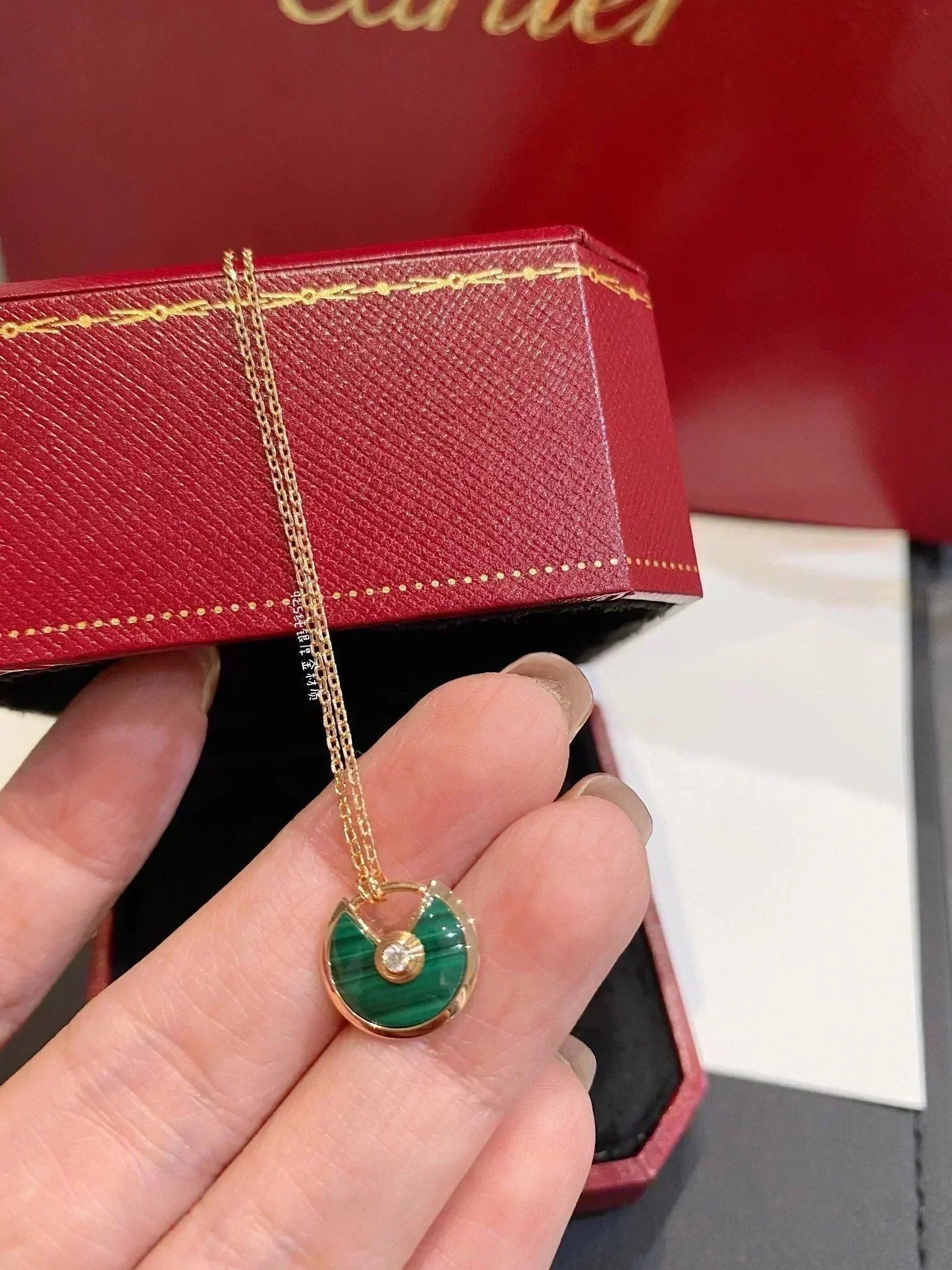 ¡®Twinkle jewelry¡¯AMULETTE ROSE GOLD MALACHITE NECKLACE