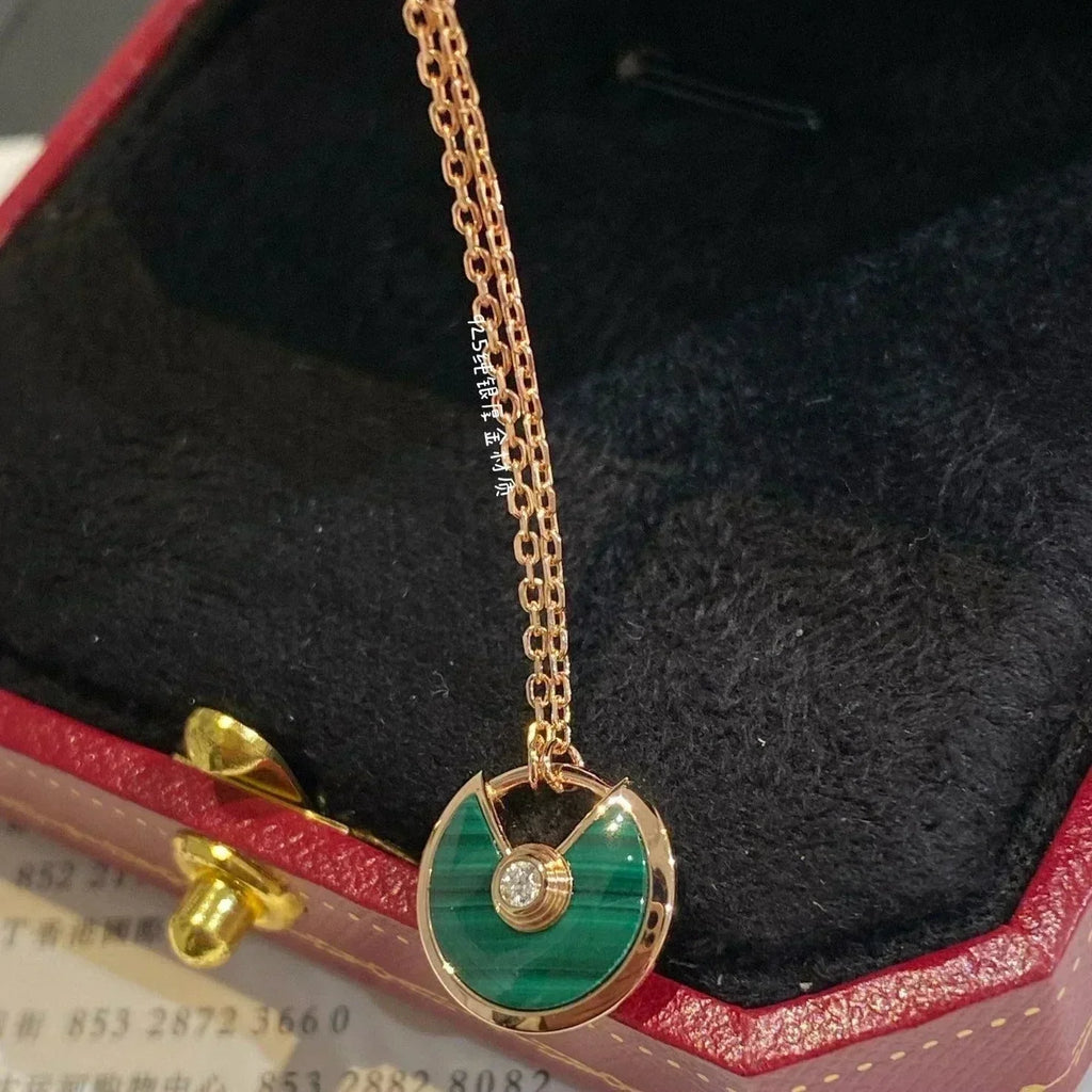 ¡®Twinkle jewelry¡¯AMULETTE ROSE GOLD MALACHITE NECKLACE