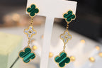 ¡®Twinkle jewelry¡¯CLOVER EARRINGS GOLD MALACHITE DIAMOND 3 MOTIF