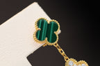 ¡®Twinkle jewelry¡¯CLOVER EARRINGS GOLD MALACHITE DIAMOND 3 MOTIF