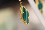 ¡®Twinkle jewelry¡¯CLOVER EARRINGS GOLD MALACHITE DIAMOND 3 MOTIF