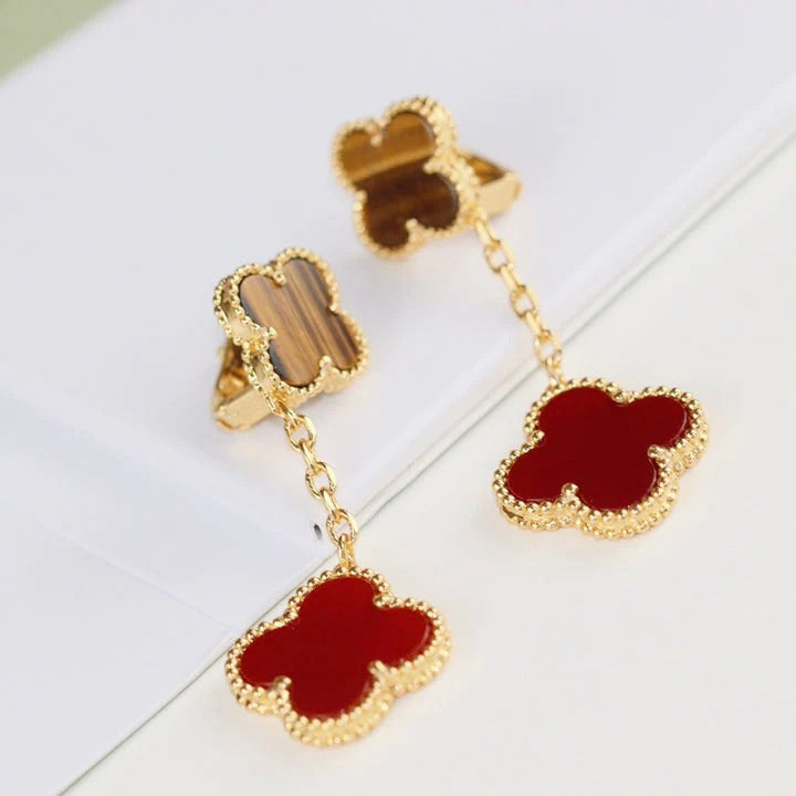 ¡®Twinkle jewelry¡¯CLOVER  2 MOTIF  TIGER EYE CARNELIAN EARRINGS