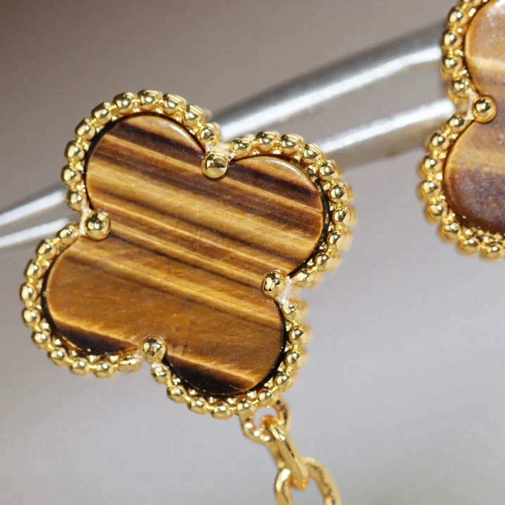 ¡®Twinkle jewelry¡¯CLOVER  2 MOTIF  TIGER EYE CARNELIAN EARRINGS