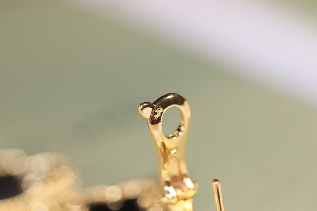 ¡®Twinkle jewelry¡¯CLOVER EARRINGS GOLD ONYX MOP 3 MOTIF