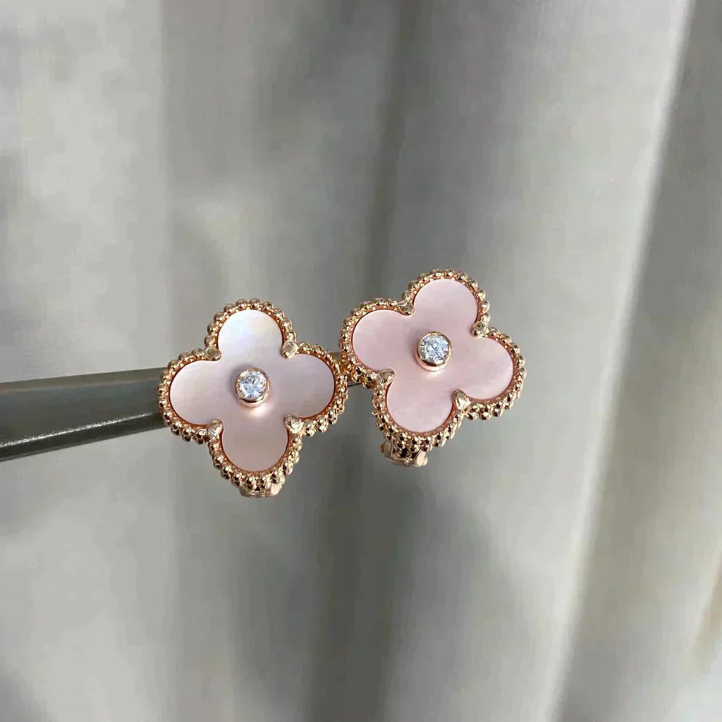 ¡®Twinkle jewelry¡¯CLOVER MEDIUM 1 MOTIFS  PINK MOP DIAMOND EARRINGS