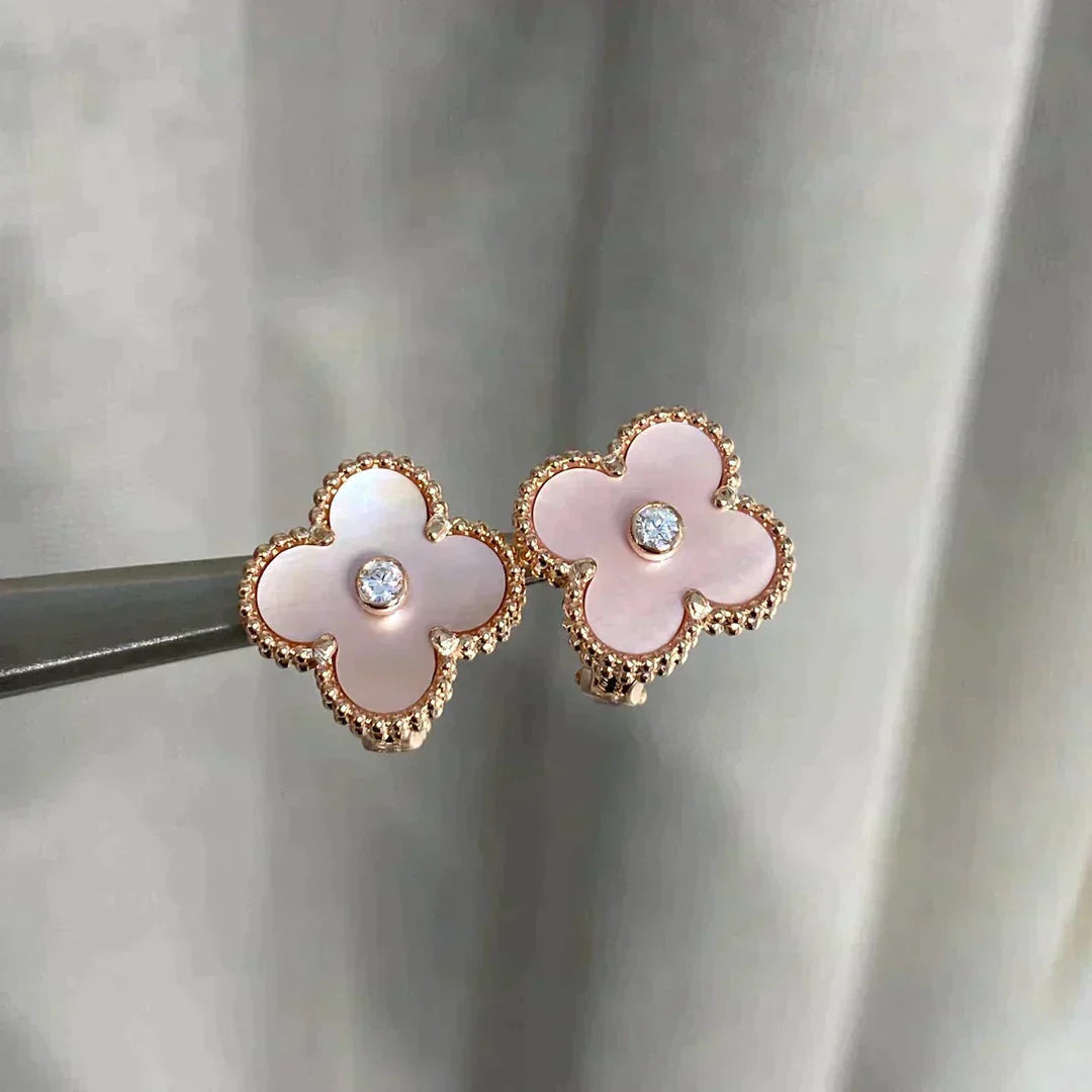 ¡®Twinkle jewelry¡¯CLOVER MEDIUM 1 MOTIFS  PINK MOP DIAMOND EARRINGS