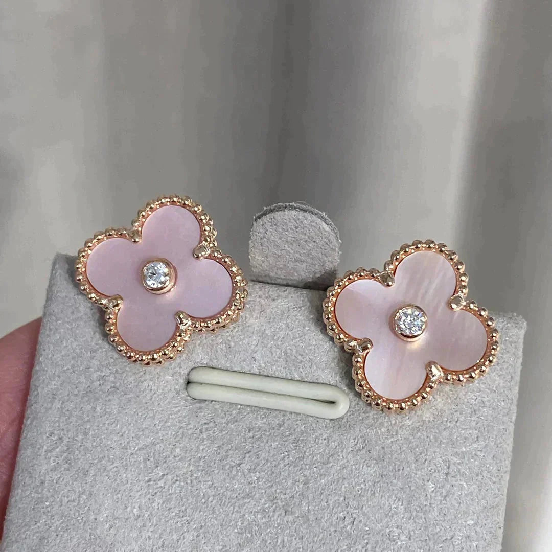 ¡®Twinkle jewelry¡¯CLOVER MEDIUM 1 MOTIFS  PINK MOP DIAMOND EARRINGS