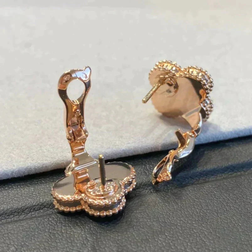 ¡®Twinkle jewelry¡¯CLOVER MEDIUM 1 MOTIFS GRAY MOP  DIAMOND EARRINGS