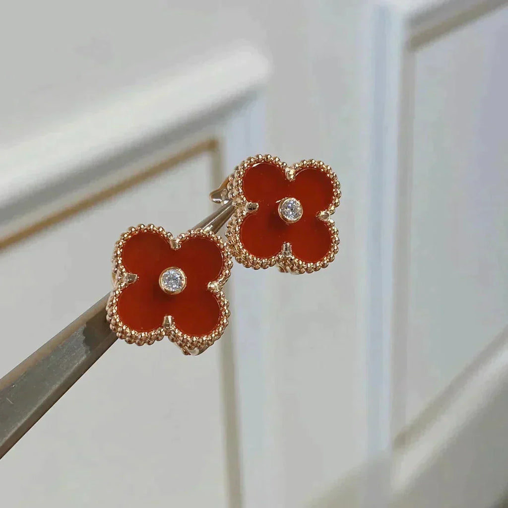¡®Twinkle jewelry¡¯CLOVER MEDIUM 1 MOTIFS CARNELIAN  DIAMOND earrings
