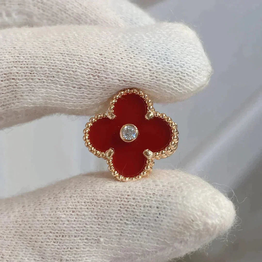 ¡®Twinkle jewelry¡¯CLOVER MEDIUM 1 MOTIFS CARNELIAN  DIAMOND earrings