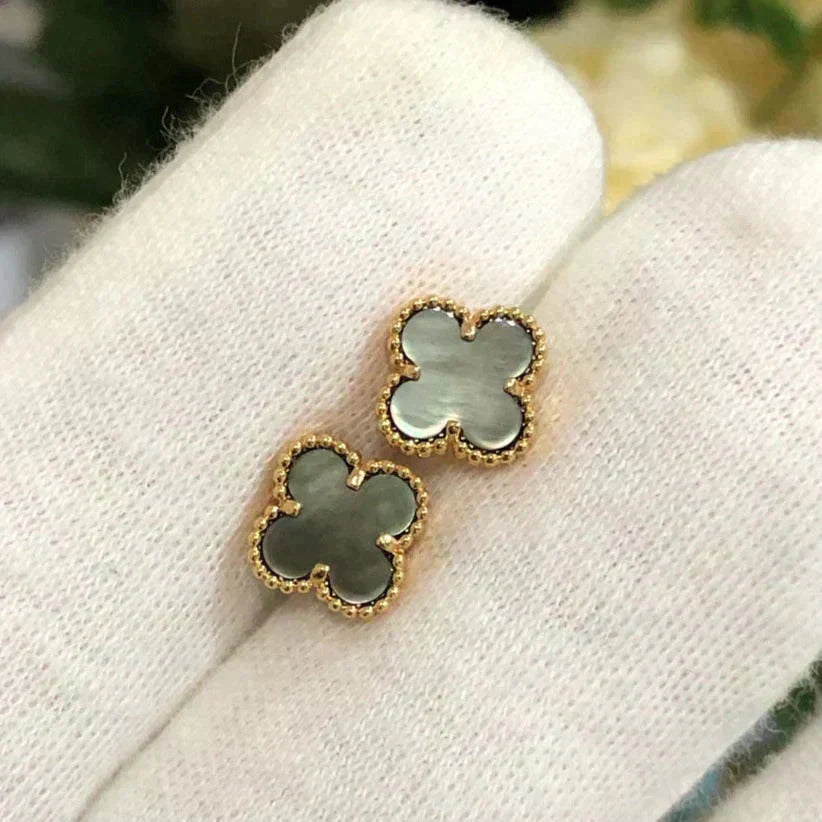 ¡®Twinkle jewelry¡¯CLOVER MINI 9.5MM GRAY MOP EARRINGS