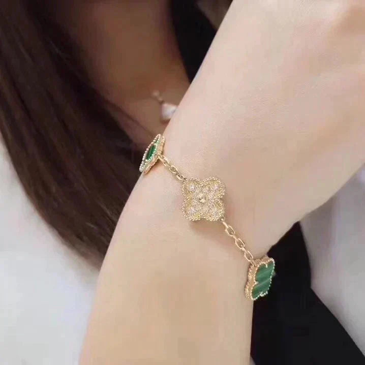[Twinkle jewelry]New  CLOVER 5 MOTIF MALACHITE BRACELET COLLECTION