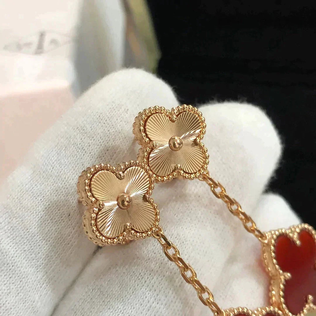 ¡®Twinkle jewelry¡¯CLOVER 2 MOTIF  LASER CARNELIAN EARRINGS
