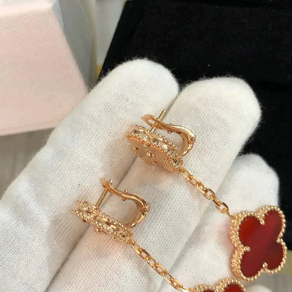 ¡®Twinkle jewelry¡¯CLOVER 2 MOTIF  LASER CARNELIAN EARRINGS