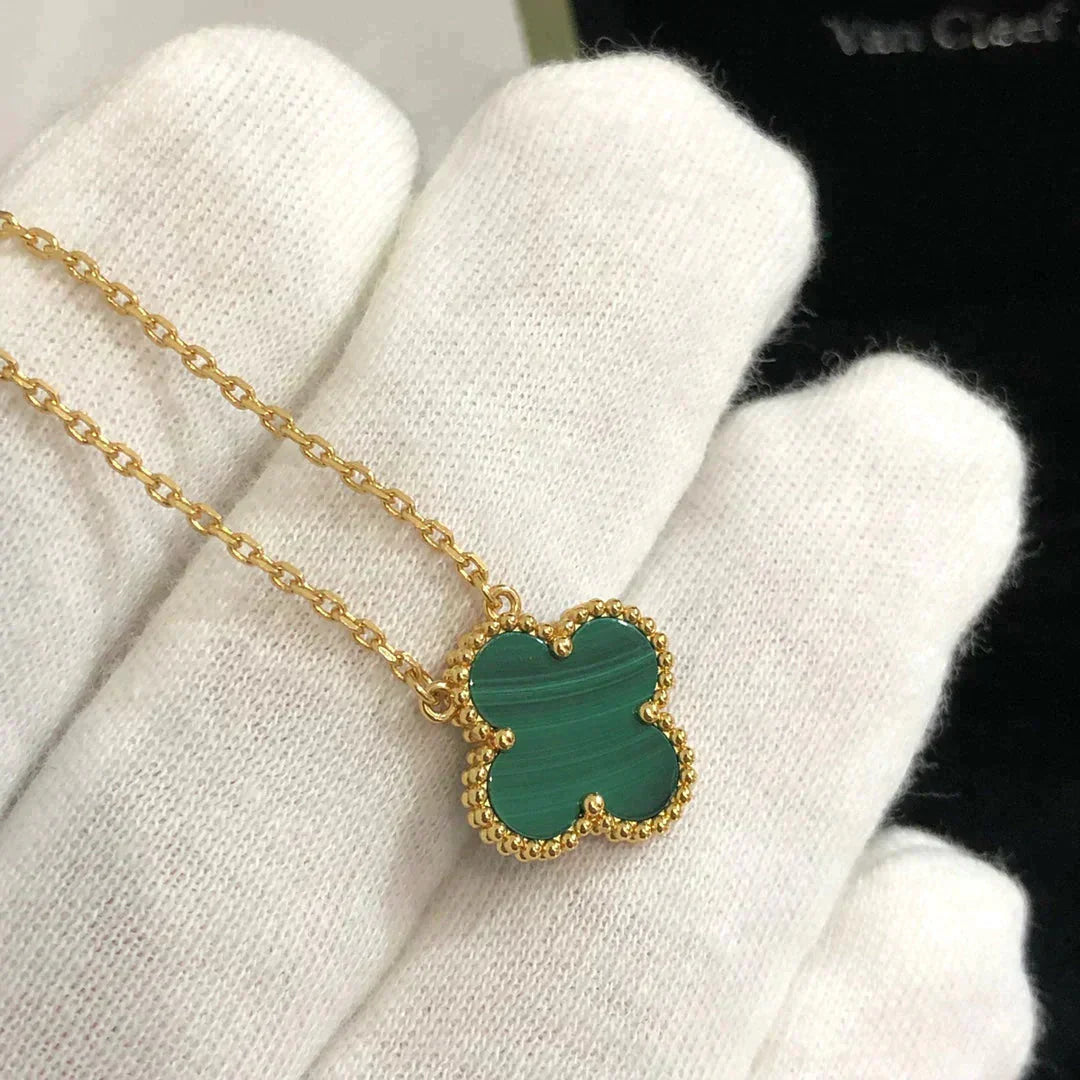 ¡®Twinkle jewelry¡¯CLOVER 15MM MALACHITE SINGLE FLOWER  NECKLACE