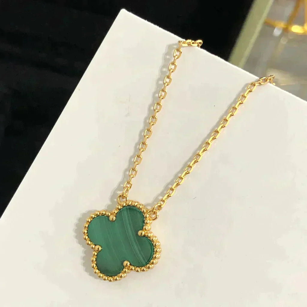¡®Twinkle jewelry¡¯CLOVER 15MM MALACHITE SINGLE FLOWER  NECKLACE