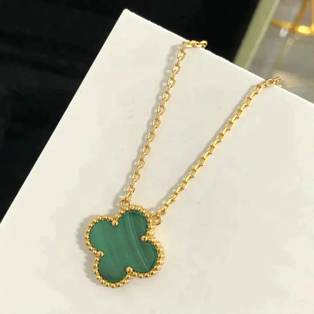 ¡®Twinkle jewelry¡¯CLOVER 15MM MALACHITE SINGLE FLOWER  NECKLACE