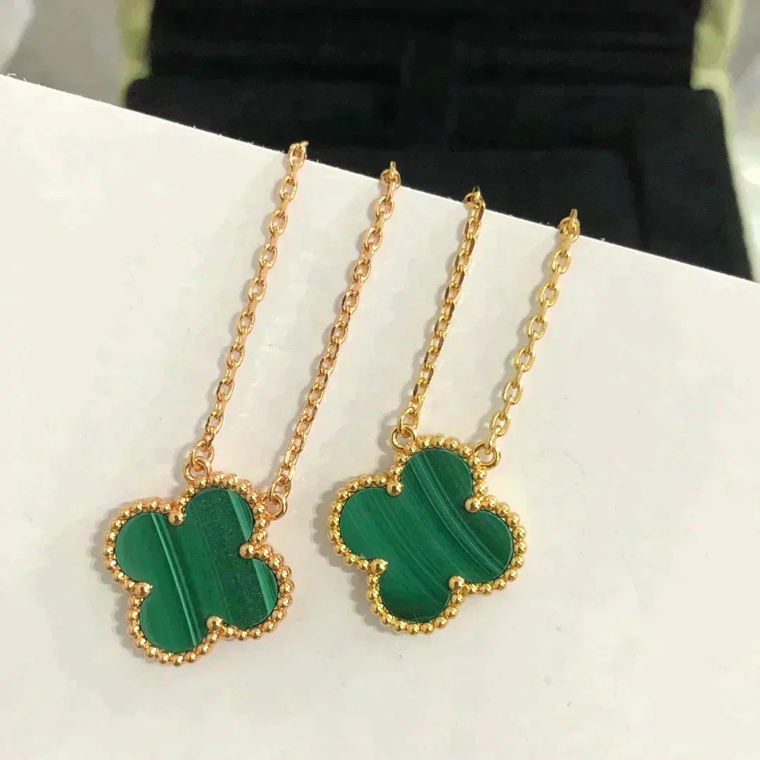¡®Twinkle jewelry¡¯CLOVER 15MM MALACHITE SINGLE FLOWER  NECKLACE