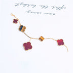 ¡®Twinkle jewelry¡¯CLOVER BRACELET 5 MOTIFS CARNELIAN TIGER EYE
