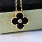 ¡®Twinkle jewelry¡¯CLOVER 15MM DIAMOND ONYX NECKLACE