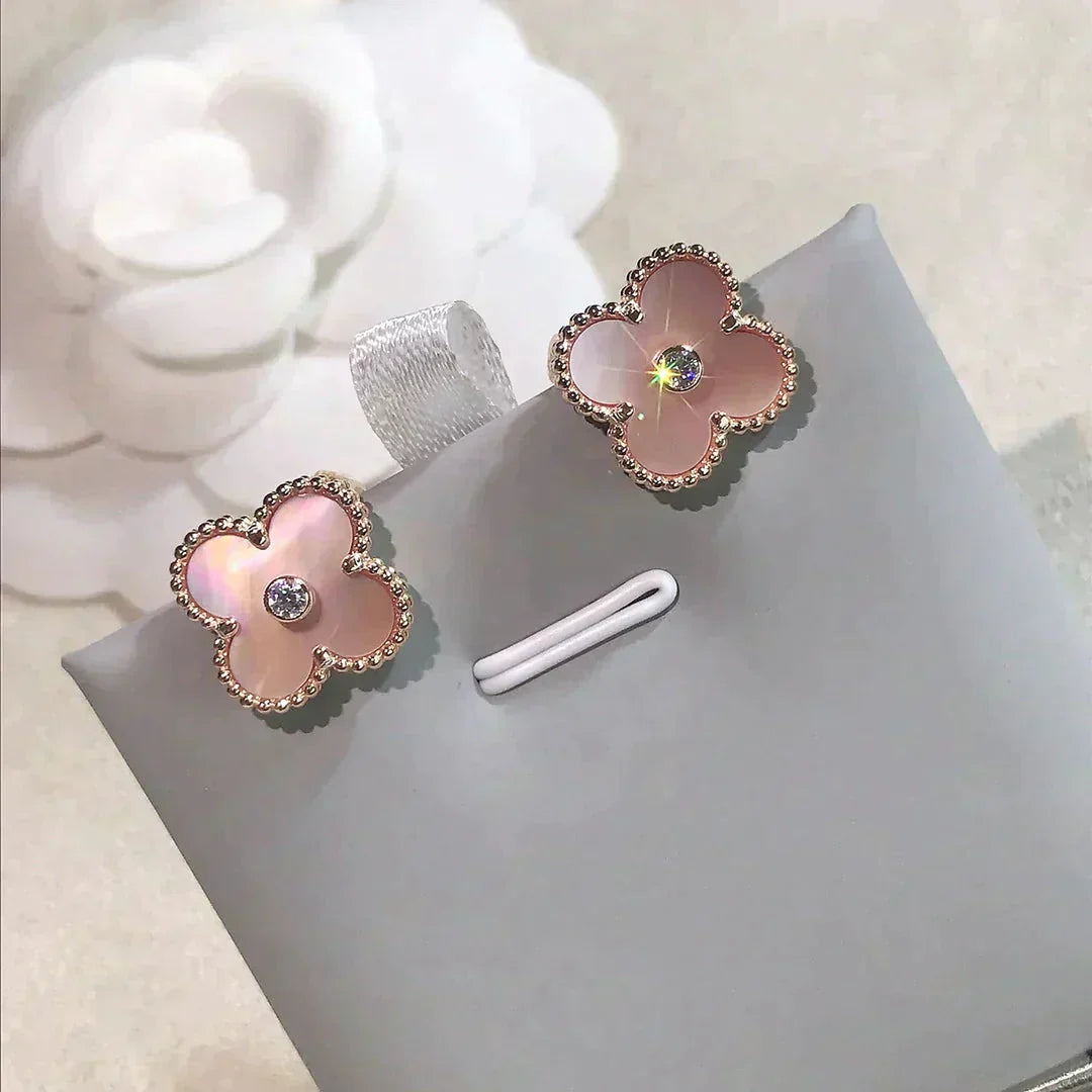 ¡®Twinkle jewelry¡¯CLOVER MEDIUM 1 MOTIFS  PINK MOP DIAMOND EARRINGS