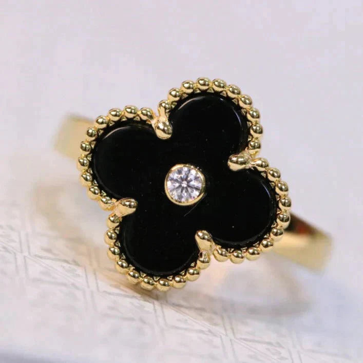 ¡®Twinkle jewelry¡¯CLOVER ONYX RING GOLD DIAMOND