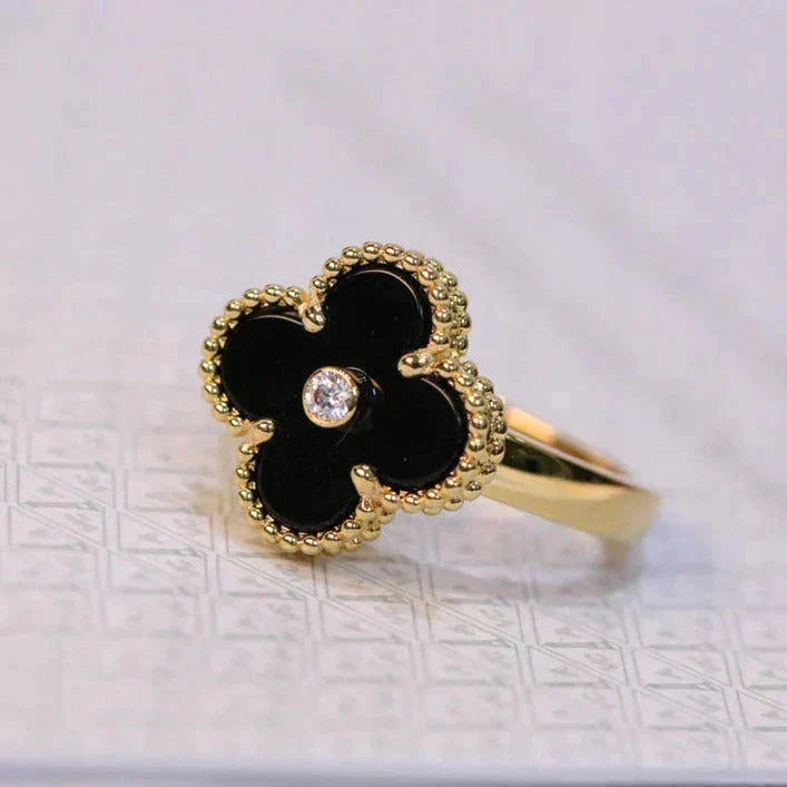 ¡®Twinkle jewelry¡¯CLOVER ONYX RING GOLD DIAMOND