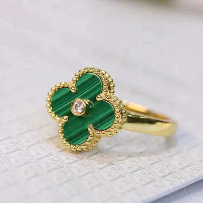¡®Twinkle jewelry¡¯CLOVER MALACHITE RING GOLD DIAMOND