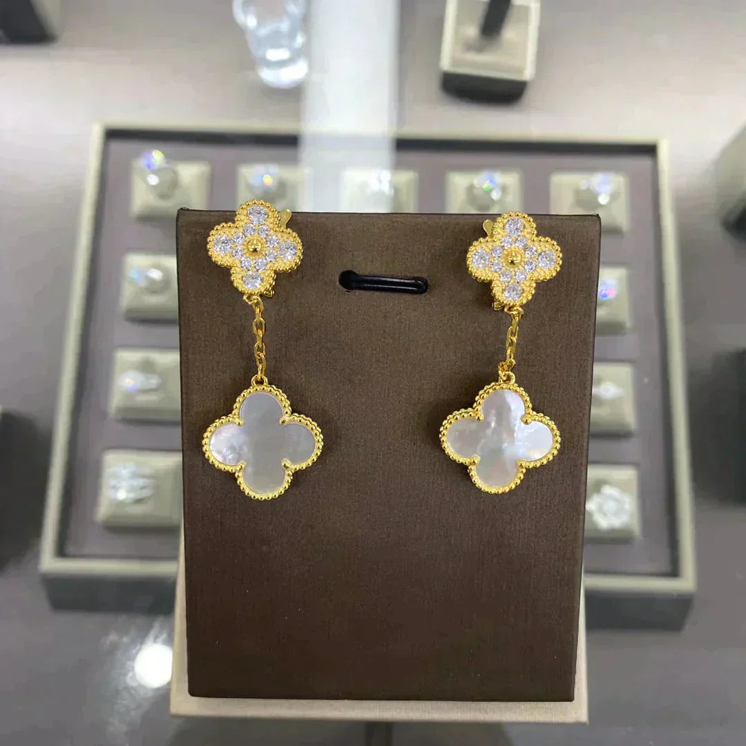 ¡®Twinkle jewelry¡¯CLOVER  2 MOTIFS  DIAMOND  EARRINGS (MULTIPLE CHOICESç´