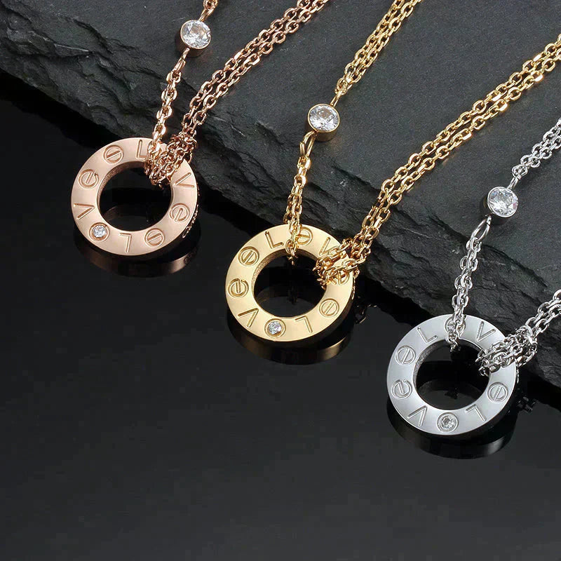 ¡®Twinkle jewelry¡¯LOVE NECKLACE 16MM 2 DIAMONDS