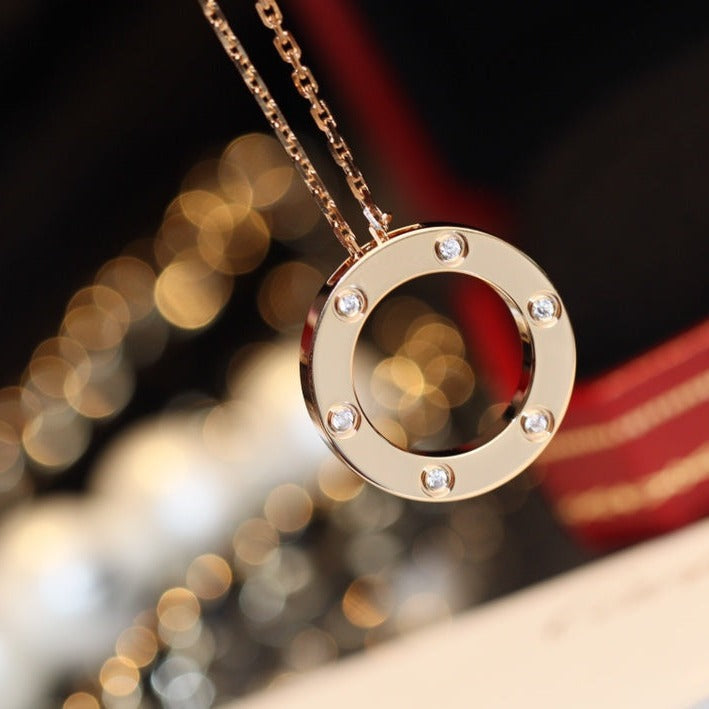 ¡®Twinkle jewelry¡¯LOVE NECKLACE 16MM 6 DIAMONDS PINK GOLD