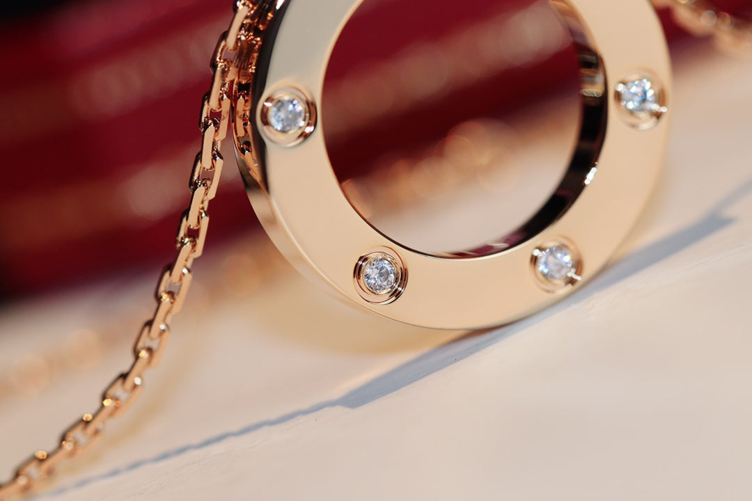 ¡®Twinkle jewelry¡¯LOVE NECKLACE 16MM 6 DIAMONDS PINK GOLD