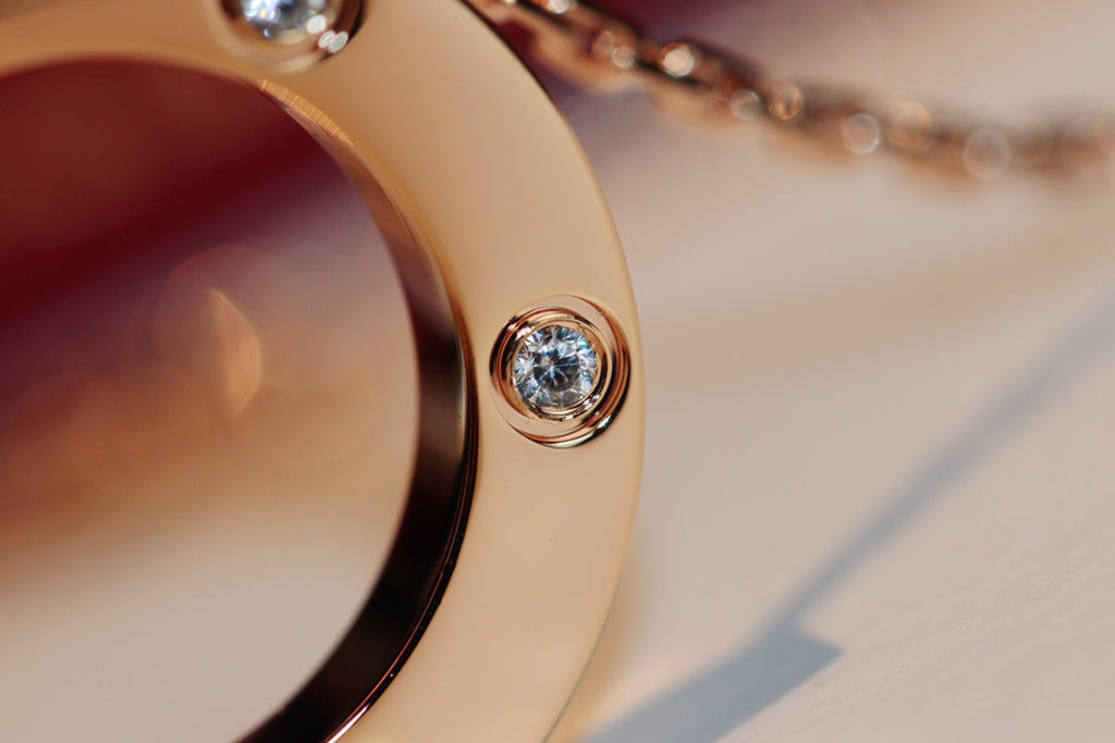 ¡®Twinkle jewelry¡¯LOVE NECKLACE 16MM 6 DIAMONDS PINK GOLD