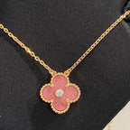 ¡®Twinkle jewelry¡¯CLOVER 15MM DIAMOND RHODONITE NECKLACE