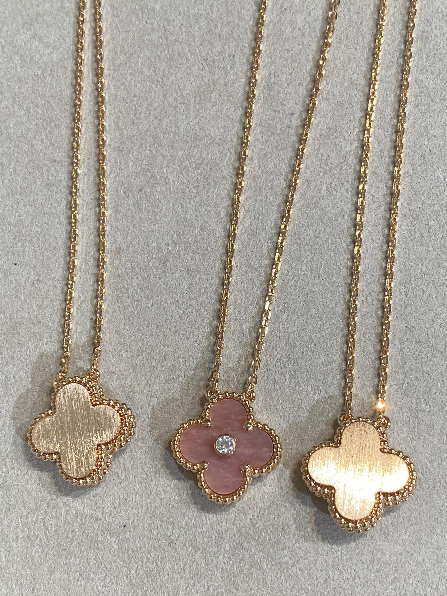¡®Twinkle jewelry¡¯CLOVER 15MM DIAMOND RHODONITE NECKLACE