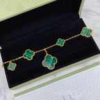 ¡®Twinkle jewelry¡¯MAGIC CLOVER MALACHITE GOLD BRACELET 5 MOTIFS