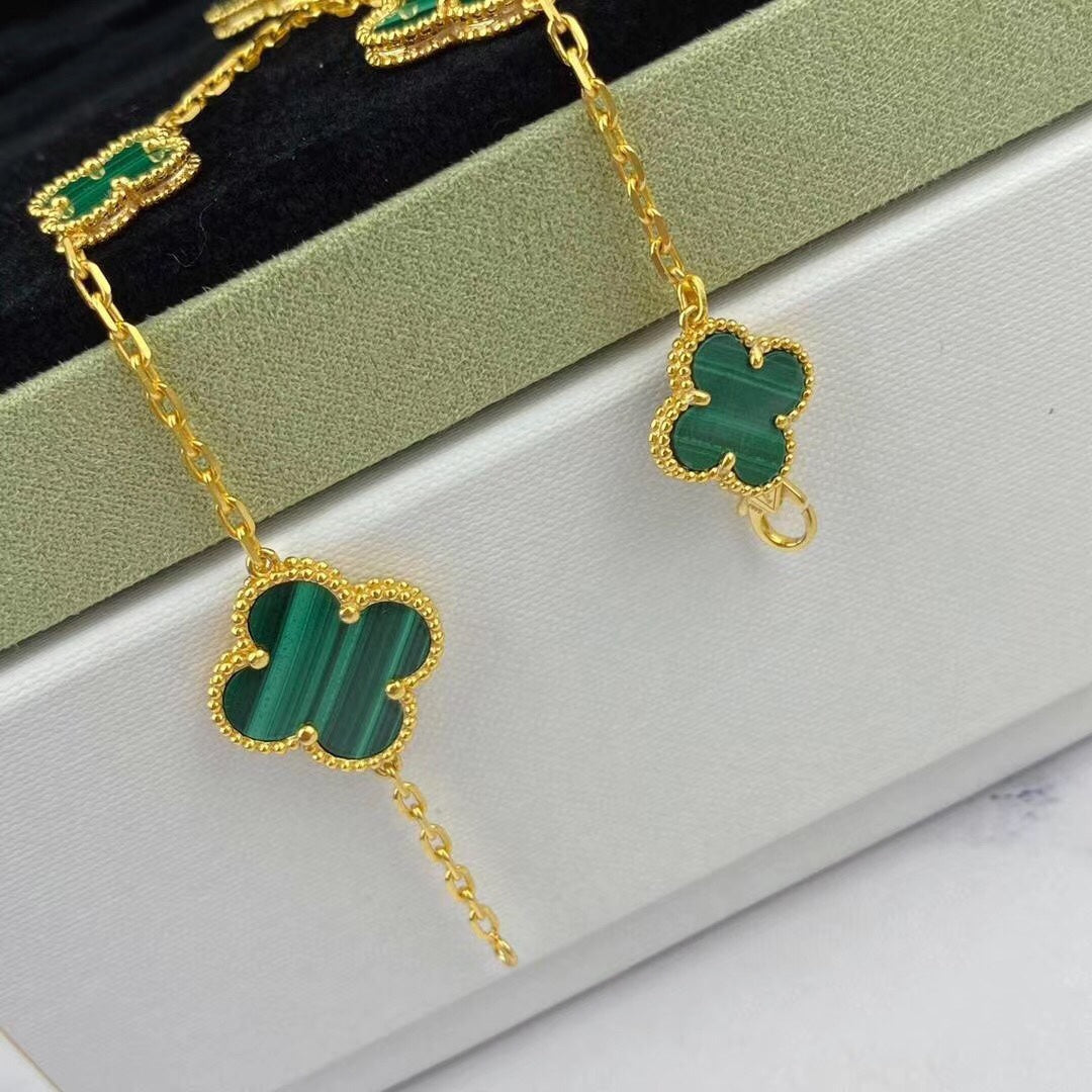 ¡®Twinkle jewelry¡¯MAGIC CLOVER MALACHITE GOLD BRACELET 5 MOTIFS