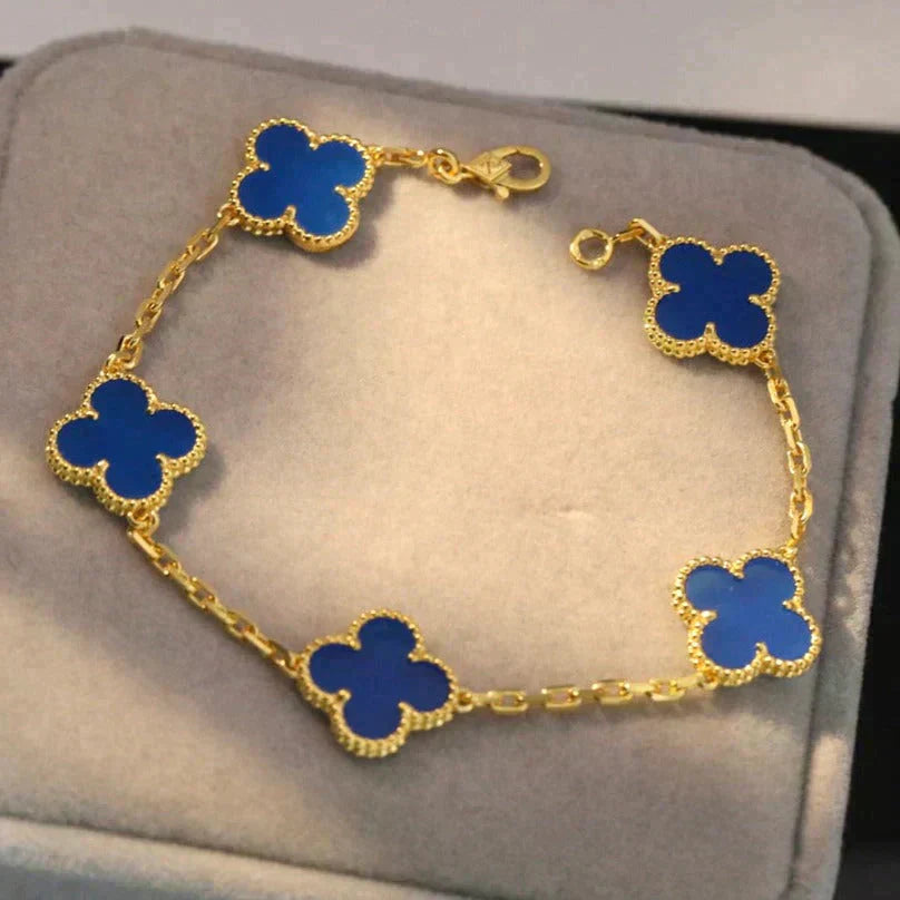 [Twinkle jewelry]New CLOVER 5 MOTIF BLUE AGATE BRACELET COLLECTION