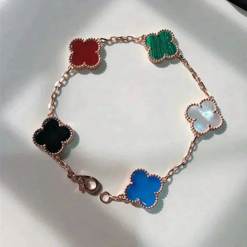 [Twinkle jewelry]New CLOVER 5 MOTIFS MULTICOLOR BRACELET