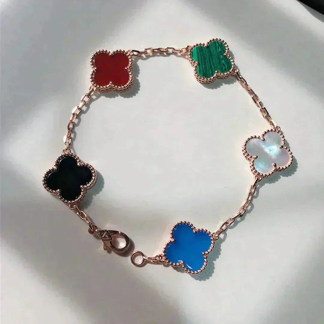 [Twinkle jewelry]New CLOVER 5 MOTIFS MULTICOLOR BRACELET