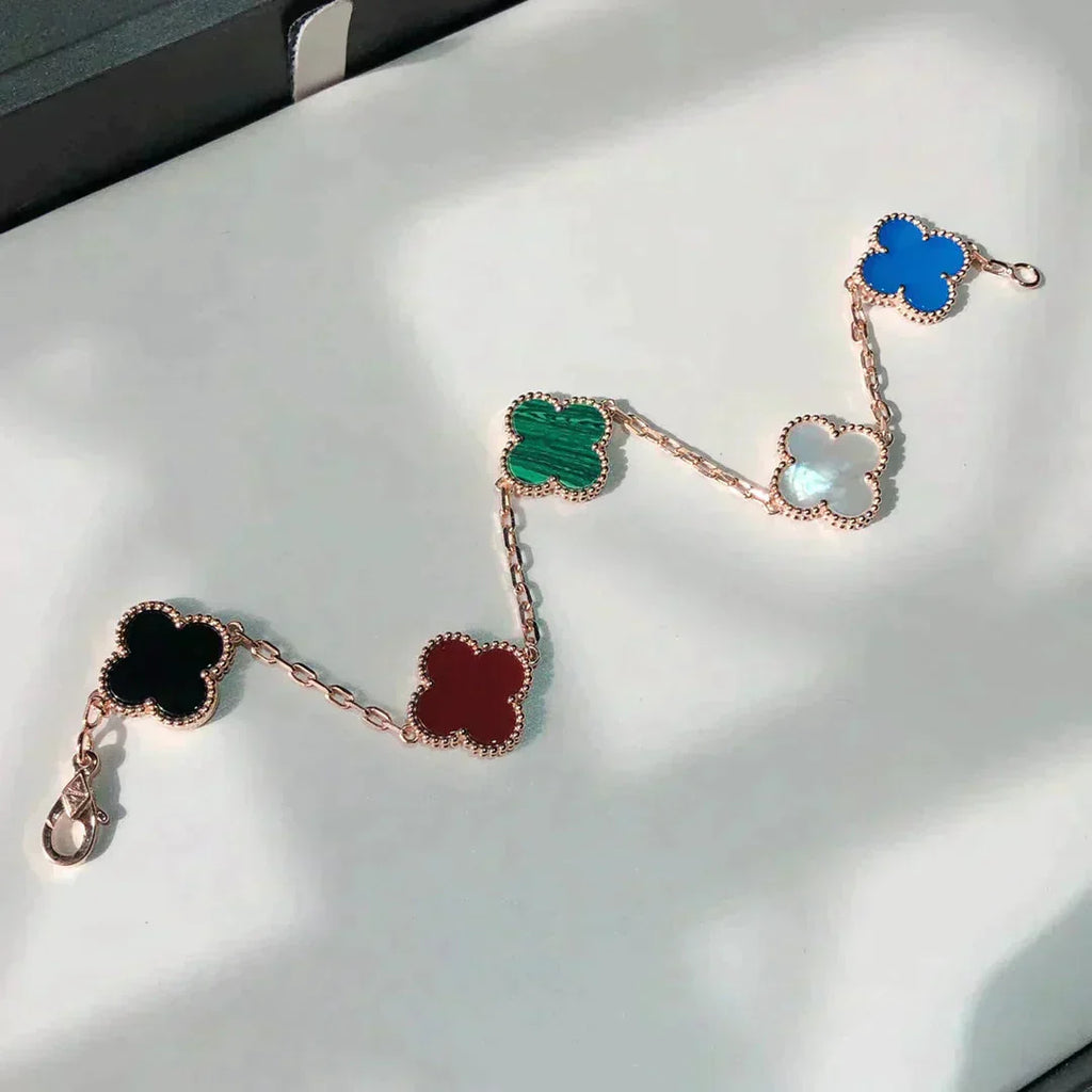 [Twinkle jewelry]New CLOVER 5 MOTIFS MULTICOLOR BRACELET