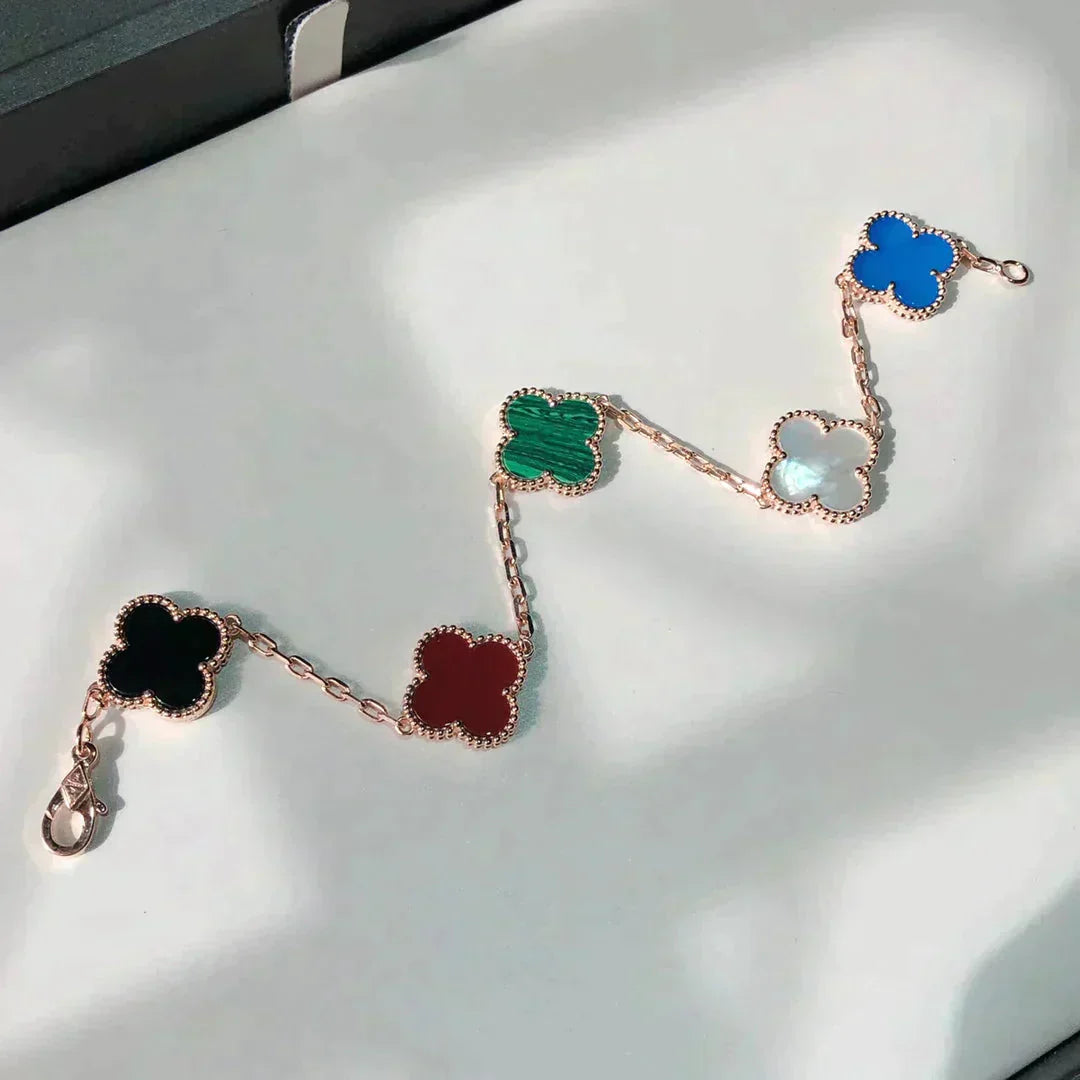 [Twinkle jewelry]New CLOVER 5 MOTIFS MULTICOLOR BRACELET