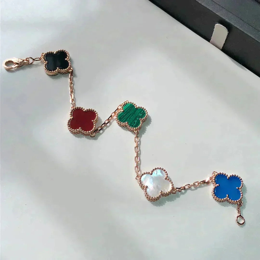 [Twinkle jewelry]New CLOVER 5 MOTIFS MULTICOLOR BRACELET