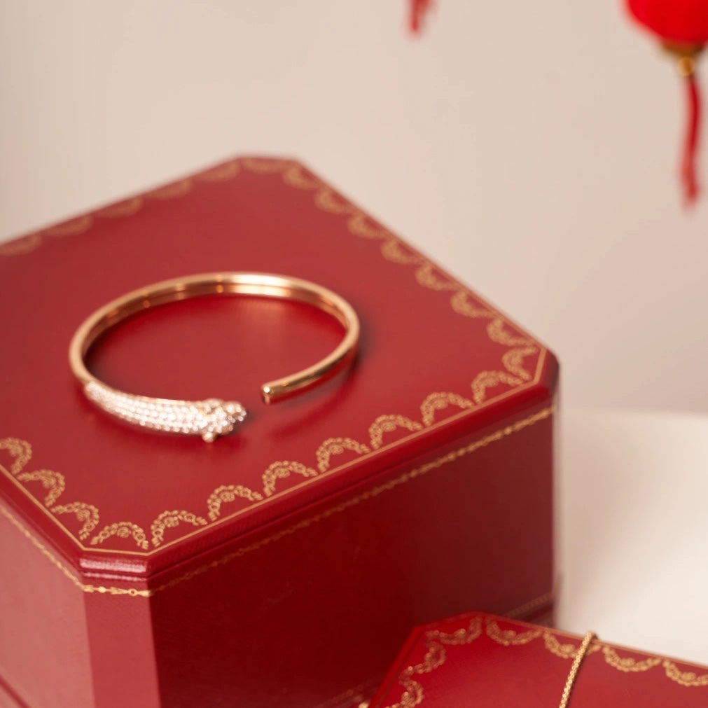 ¡®Twinkle jewelry¡¯PANTHERE ROSE GOLD DIAMOND OPEN BRACELET